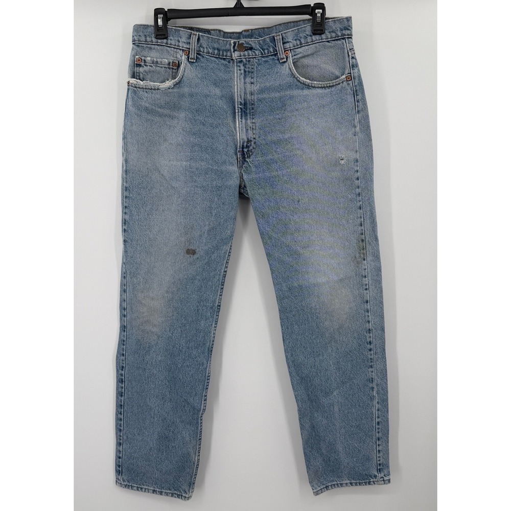 Vintage Levis 505 Mens 38x32 Light Wash Straight Leg Denim Jeans Made in USA 90s